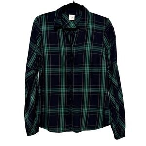 Cabi Green Plaid Preppy Button Down Shirt Women Size XS Cottagecore Academia